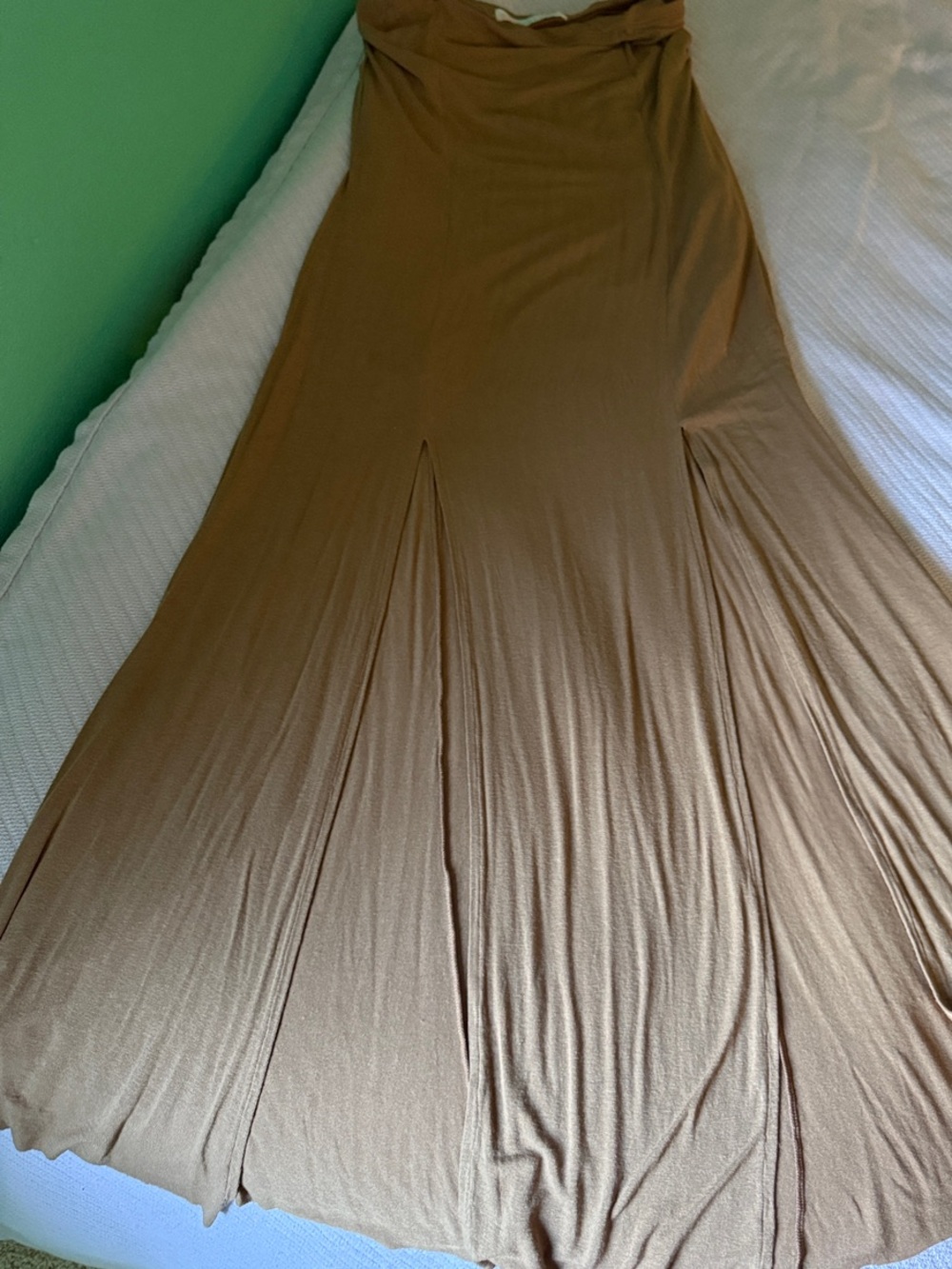 Free People Tan Brown Maxi Dress with Flowing Skirt